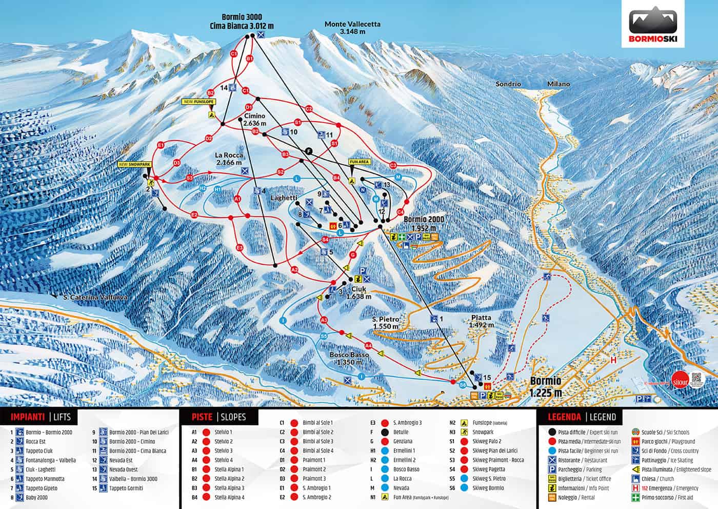 Mappa piste Bormio Ski: info impianti e piste aperti