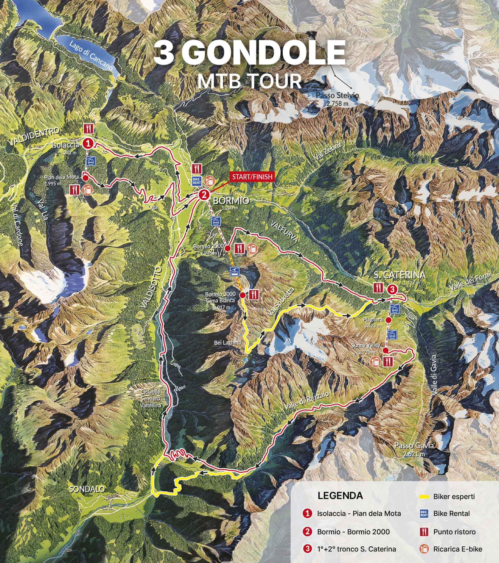 mappa 3 gondole bike tour